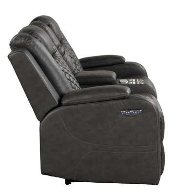 Power Reclining Loveseat With Faux Leather, LED Lights, Bluetooth Speaker, And USB Charging Port For Ultimate Comfort, Recliner