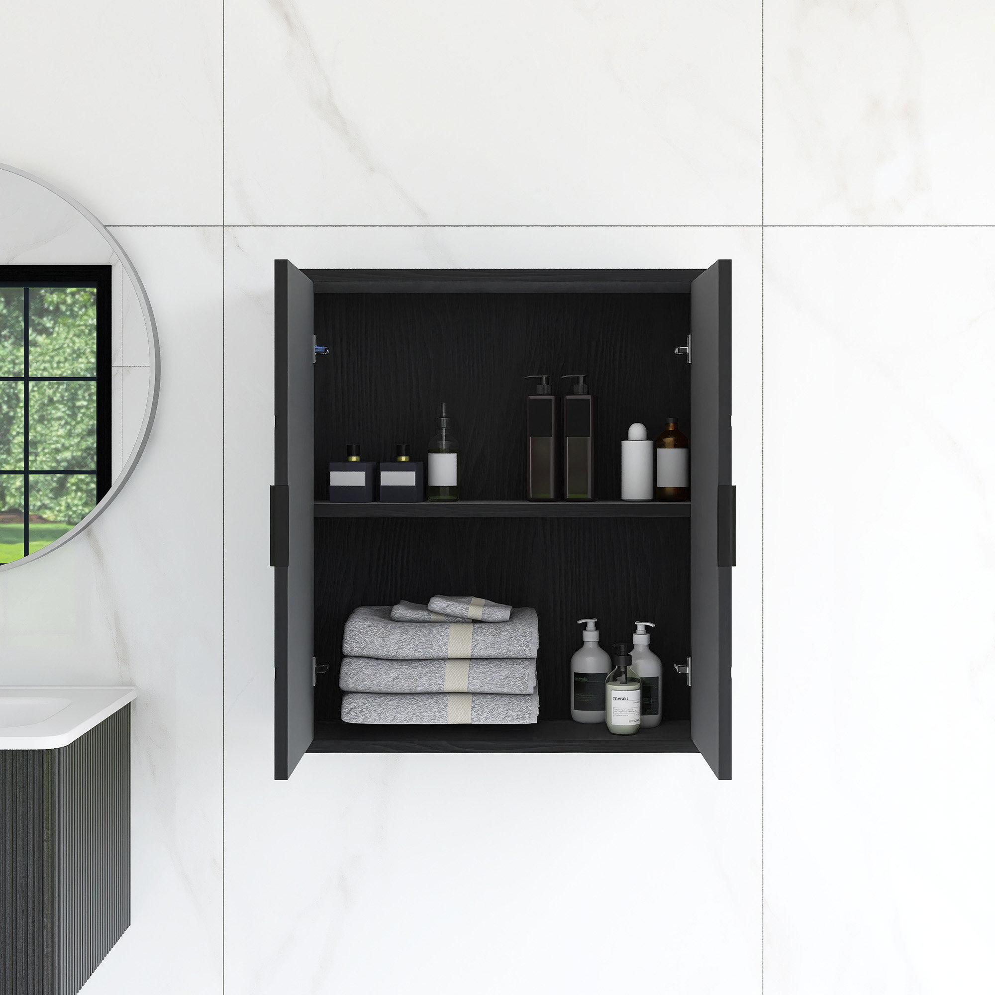 Latitude Run® 26" Wall-Mounted Bathroom Cabinet With Doors And Shelf ...