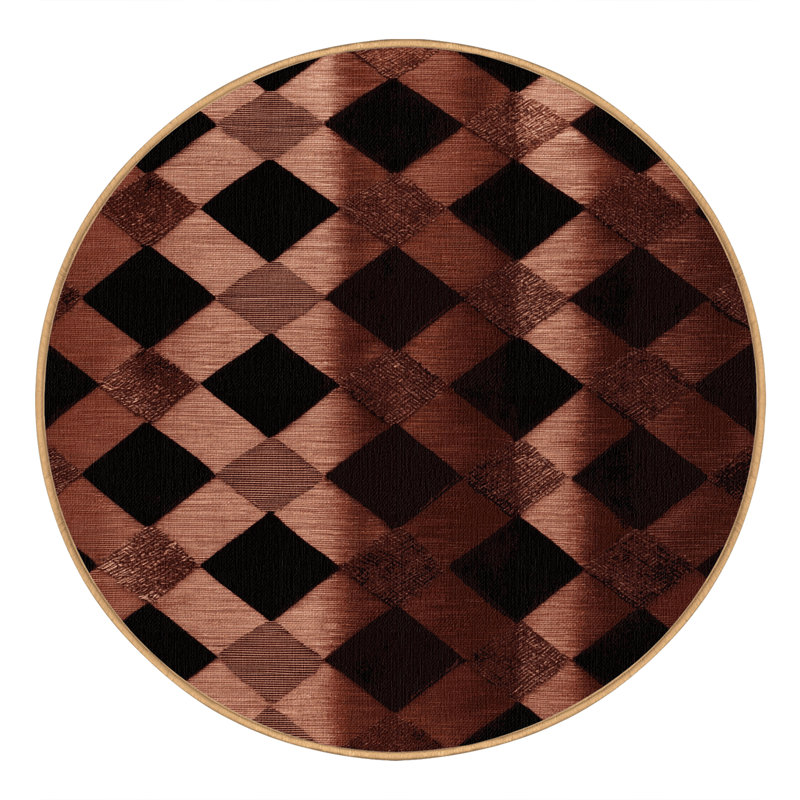 Machine Washable Botanical Brown Area Rug, Round 8'