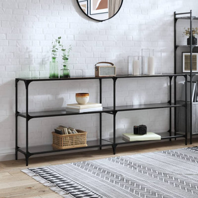 Console Table With Glass Top Steel