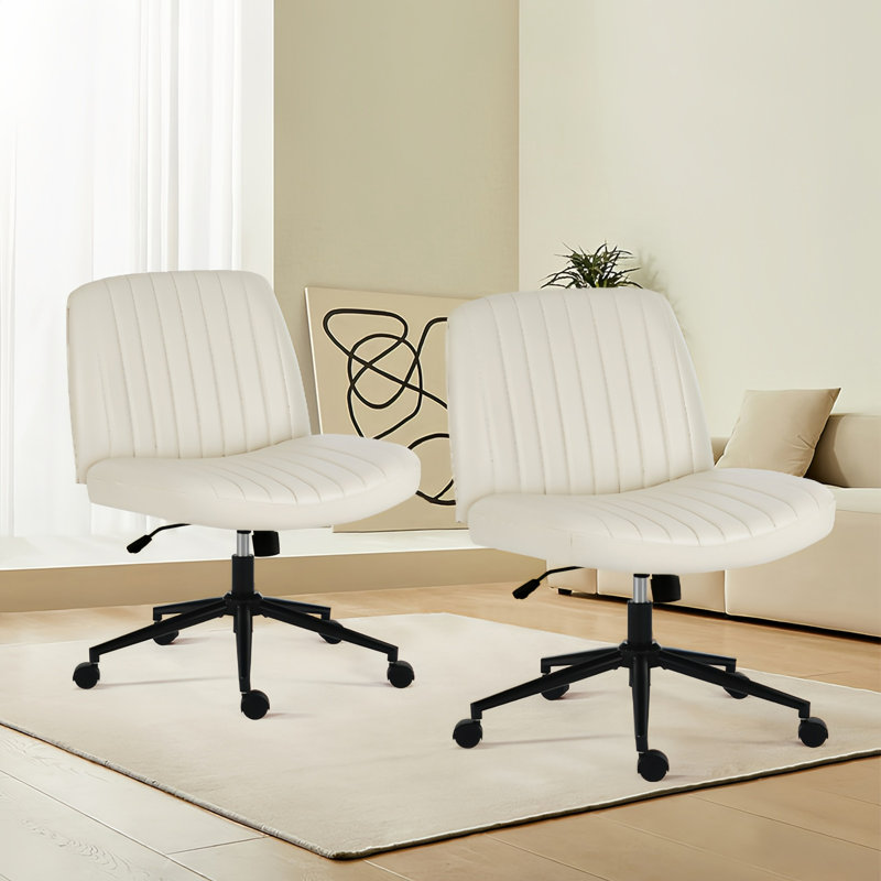 26" Wide Seat Criss-Cross Office Desk Chair With 2 Optional Base