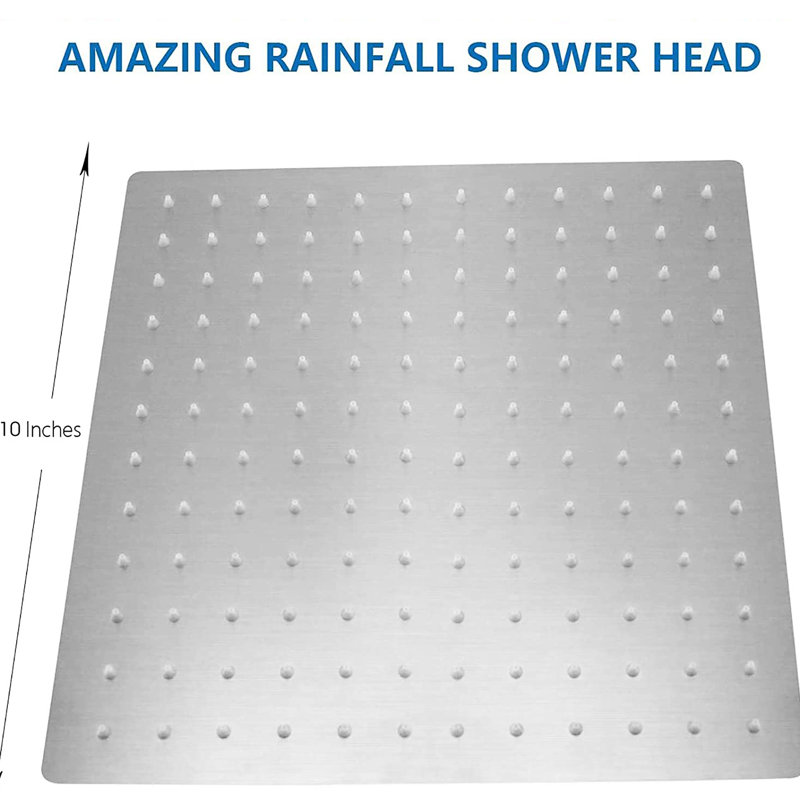 Brushed Nickel 10" Shower Head - Stainless Steel Rainfall, High , Corrosion , Adjustable Arm Wall Mount, Scaling Nozzles Square Finish, Rainfall & Self-Cleaning, Installation, Scaling Nozzle Quality