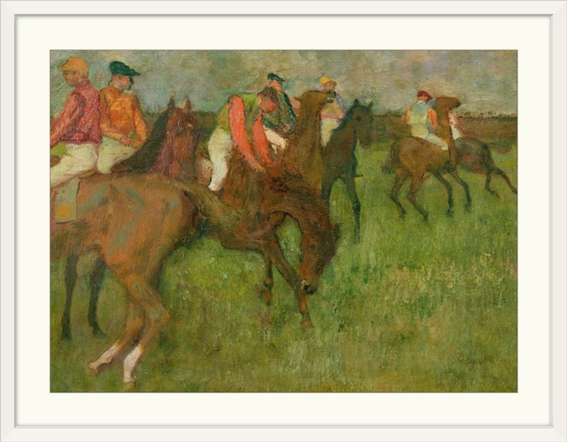 Jockeys, 1886-90 par Edgar Degas - reproduction, H 18 po x l 24 po x 1,25 po, Toile