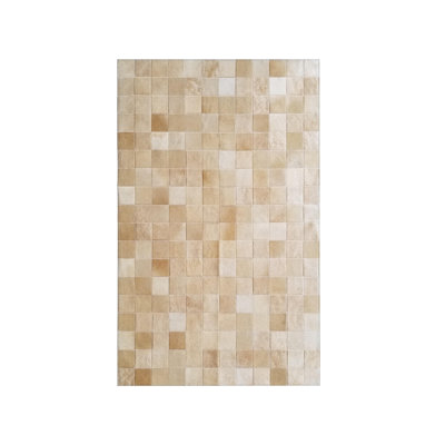 Tapis beige en peau de vache à motif géométrique Biggins