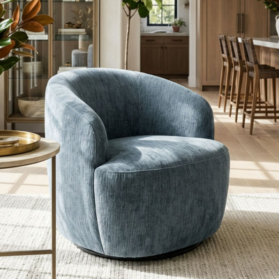 28.5" Wide Modern Chenille Swivel Barrel Accent Chair