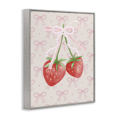 Giclée encadrée Bows & Berries Strawberry, design par Jesse Keith