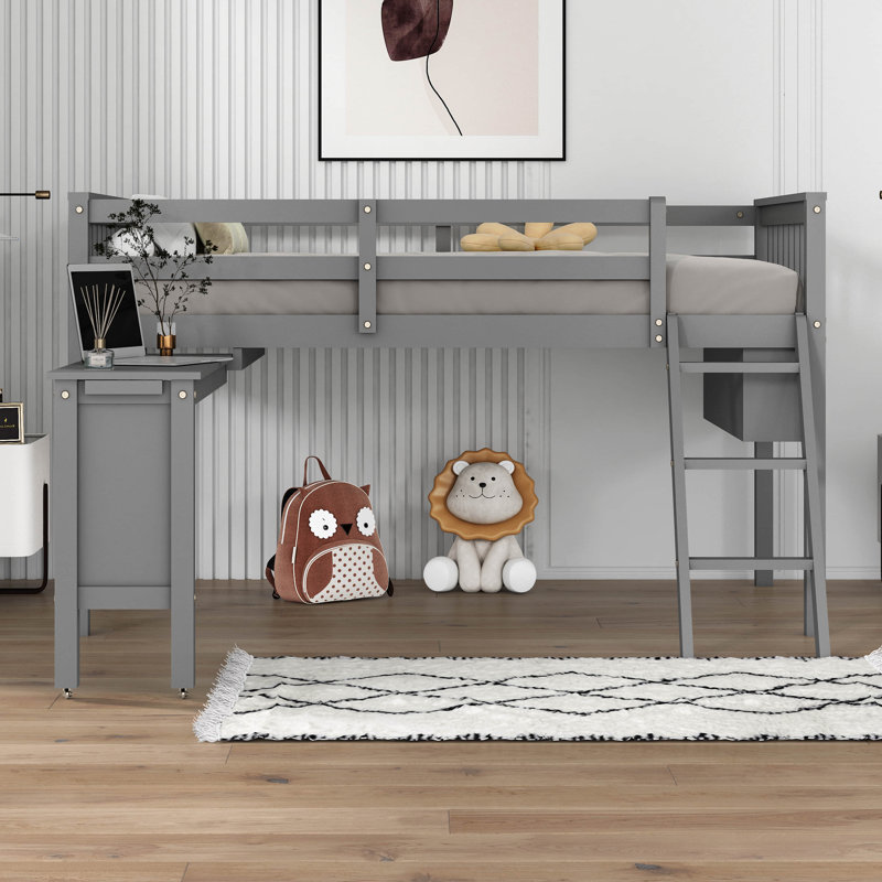 Lit mezzanine pour enfants Heleyna, Simple, gris