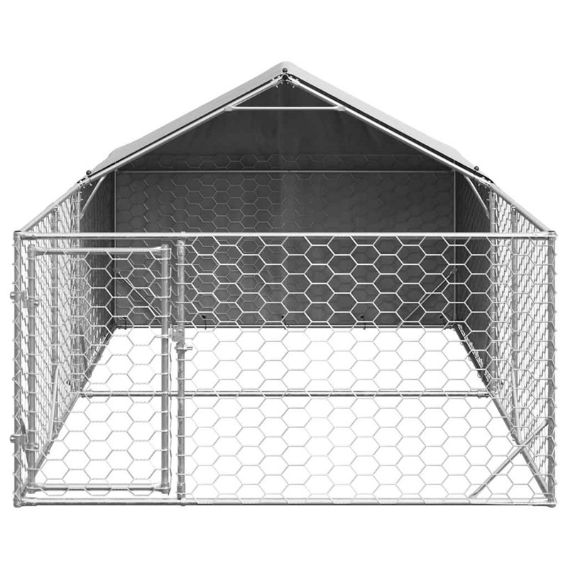 Outdoor Dog Kennel With Run Galvanised Steel, 150cm H x 400cm W x 200cm D