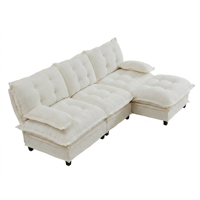 Canapé modulaire 107 po, siège profond moderne avec coussins en treillis 107 po, Beige