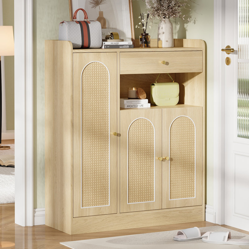 12 Pair Shoe Storage Cabinet, Natural