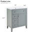 Meuble-lavabo en bois massif gris, lavabo sous-comptoir en céramique, rangement triple, tablette réglable, capacité de 70 kg, glissières silencieuses, conception antidérapante à fermeture en douceur de 12 po, installation simple