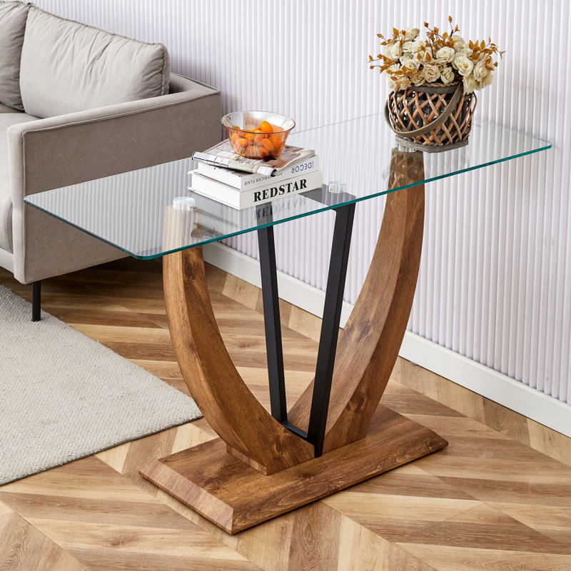 Lorez Glass Top Dining Table, White, Transparent