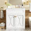 Meuble-lavabo de salle de bain avec lavabo en céramique, armoire de rangement autoportante moderne avec poignées, portes à fermeture douce-115688285