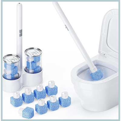 Nettoyant pour cuvette de toilette en pierre ponce, paquet de 8, manche extra long de 45,7 cm, éjection en une seule touche pour les dépôts de calcaire et les taches d'eau dure
