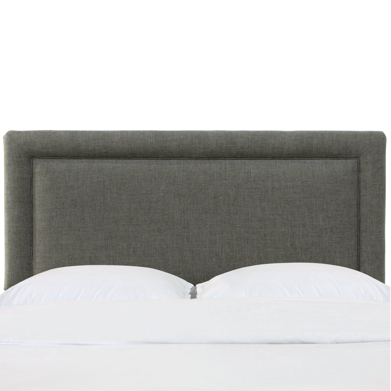 Tête de lit à panneau tapissier Rowberrow, Très grand californien, Lin gris anthracite texturé Zuma