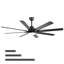 52-Inch Matte Black Ceiling Fan With Light - 8 ABS Blades, 18W LED 3-Color Dimmable Light, For Living Room & Bedroom