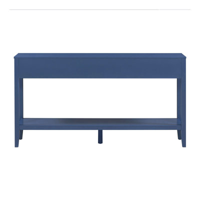 62.2'' Farmhouse Entryway Table With 3 Drawers, Painted Console Table With Bottom Shelf & Iron Handles, Minimalist Sofa Table For Living Room, Hallway, Kitchen, Bedroom, Office