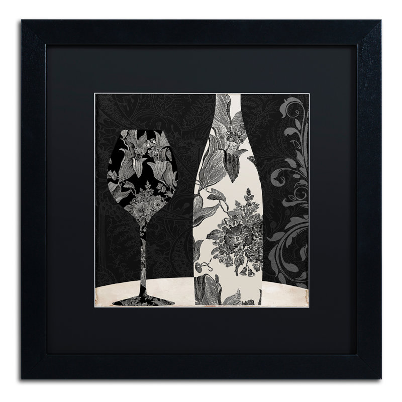 «Vin Elegant I» par Color Bakery, impression encadrée, Noir, H 16 po x l 16 po x P 0,5 po