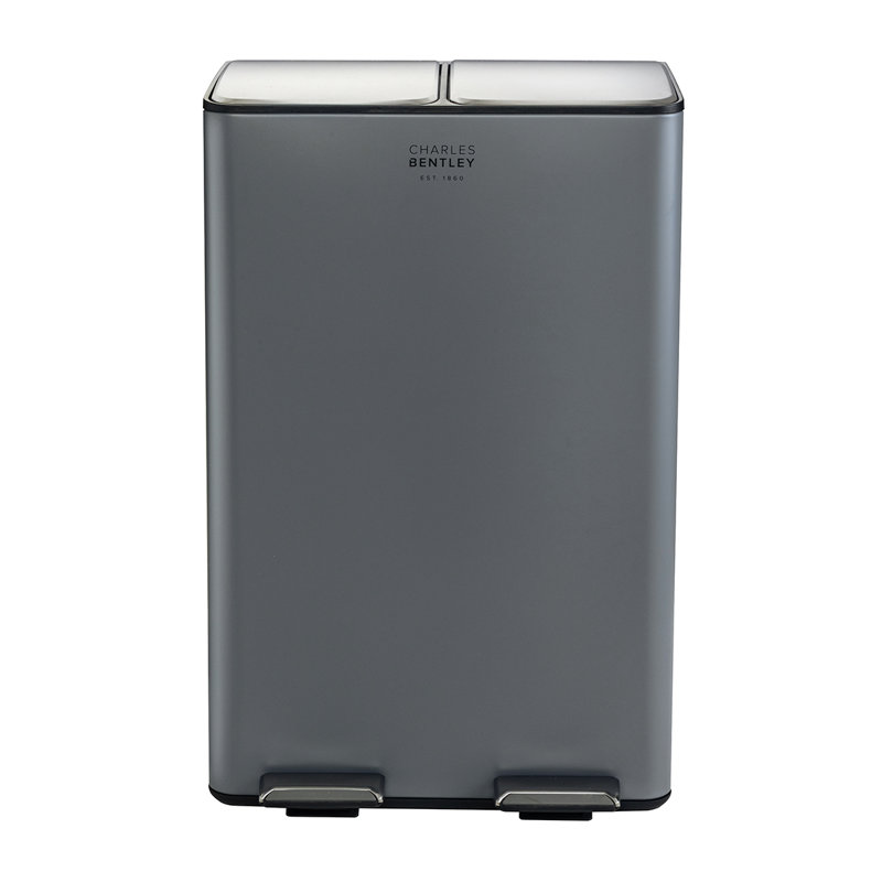 Holmwith Step On Multi-Compartment Rubbish & Recycling Bin - 60L, Grey