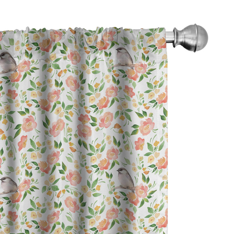 Floral Semi-Sheer Rod Pocket Sliding Panel, 28" x 95"