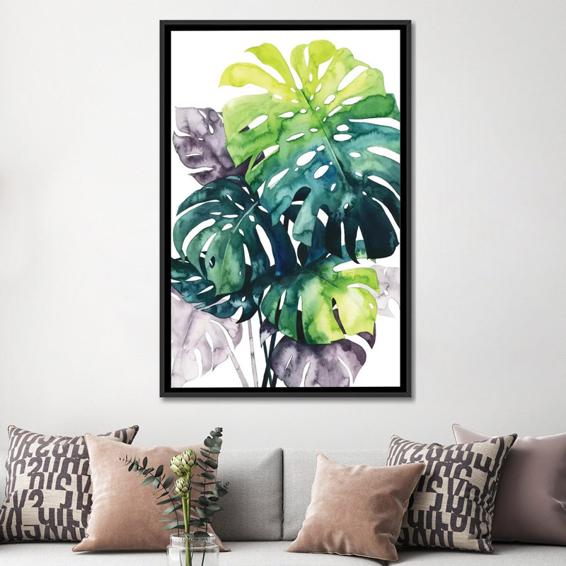 «Twilight Palms IV», impression sur toile, H 26 po x l 18 po x P 1,5 po, Toile avec cadre noir, Pas de tapis