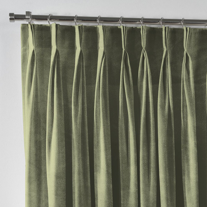 Velvet Semi Sheer Single Curtain Panel, 130cm Width x 450cm Drop, Olive Green