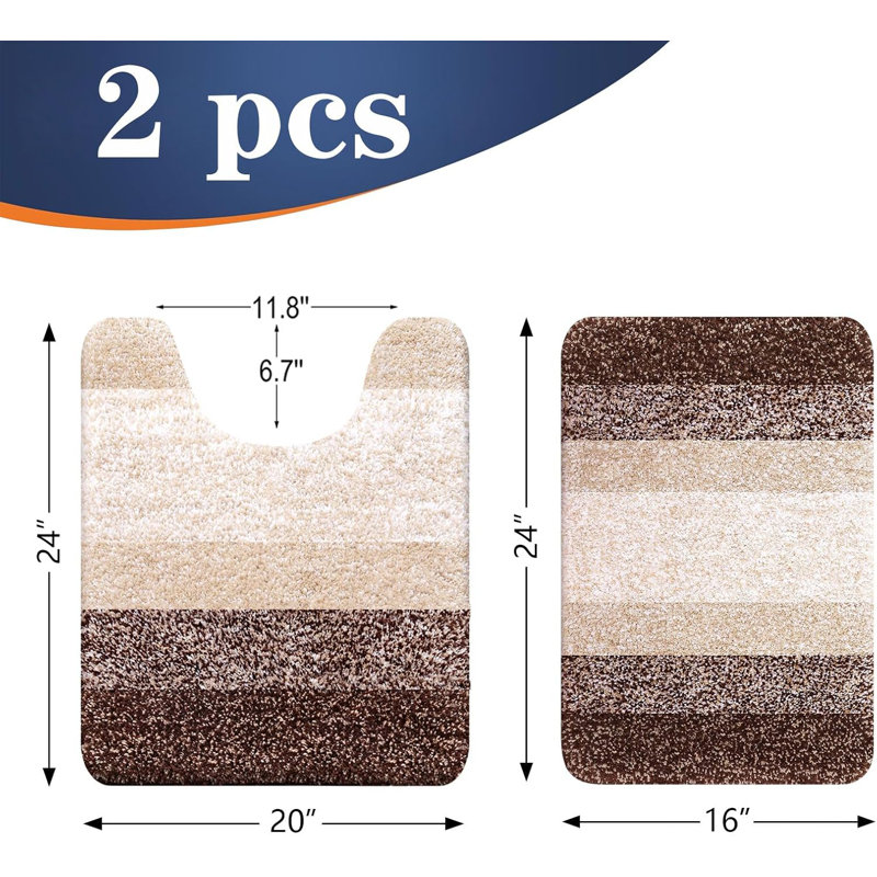 2-piece Bathroom Rug Set Brown