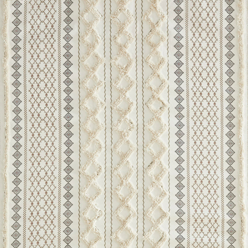 Rideau de douche en coton avec chenille, Ivory