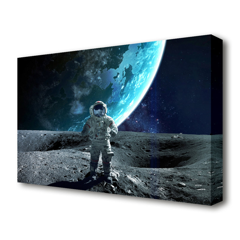 Astronaut On The Moon Universe - Wrapped Canvas Print, 35.6 cm H x 50.8 cm W