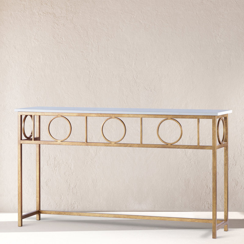 Hampton Console Table, Carrera Marble, Royal Gold