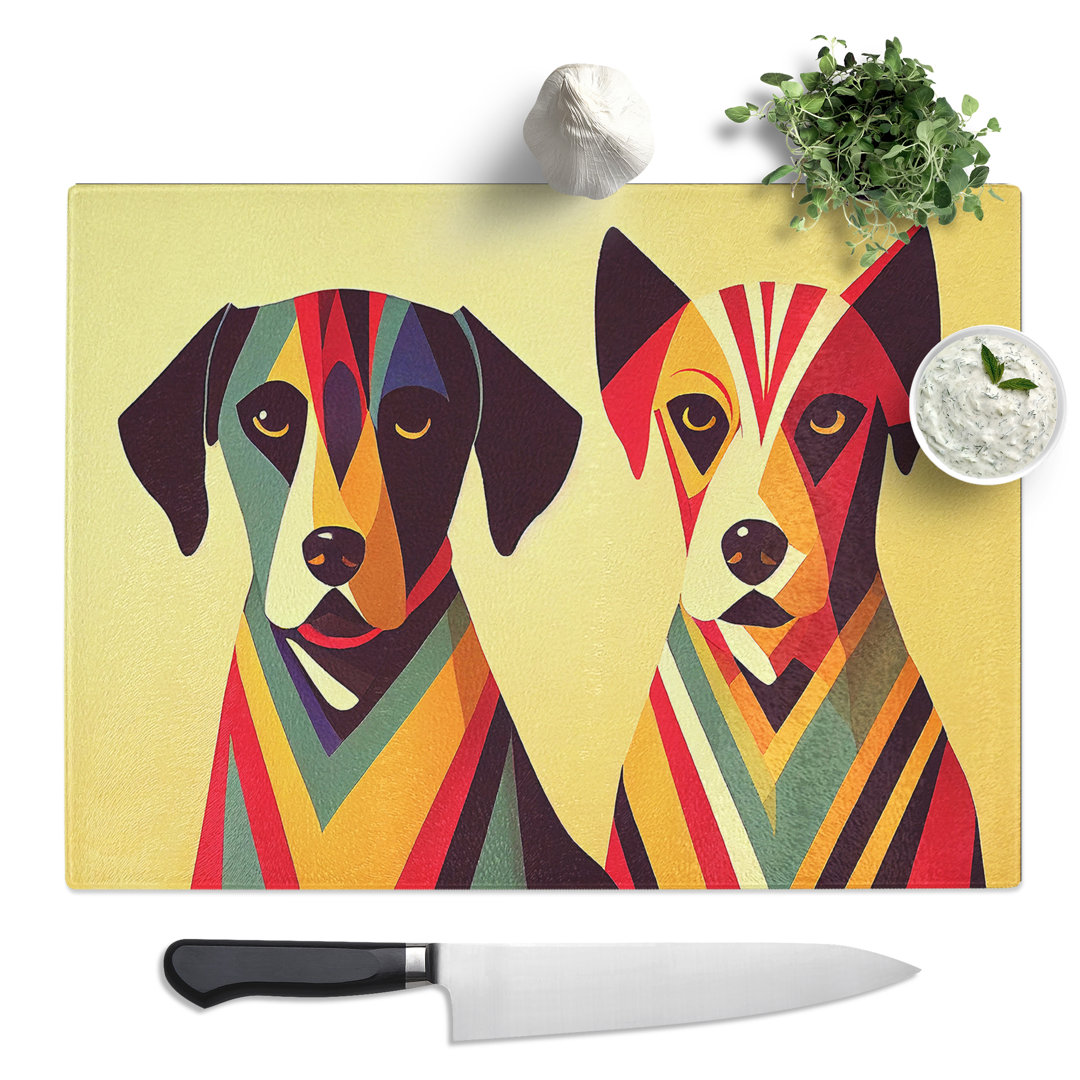 Art Deco Dogs Abstract  Glass Chopping Board