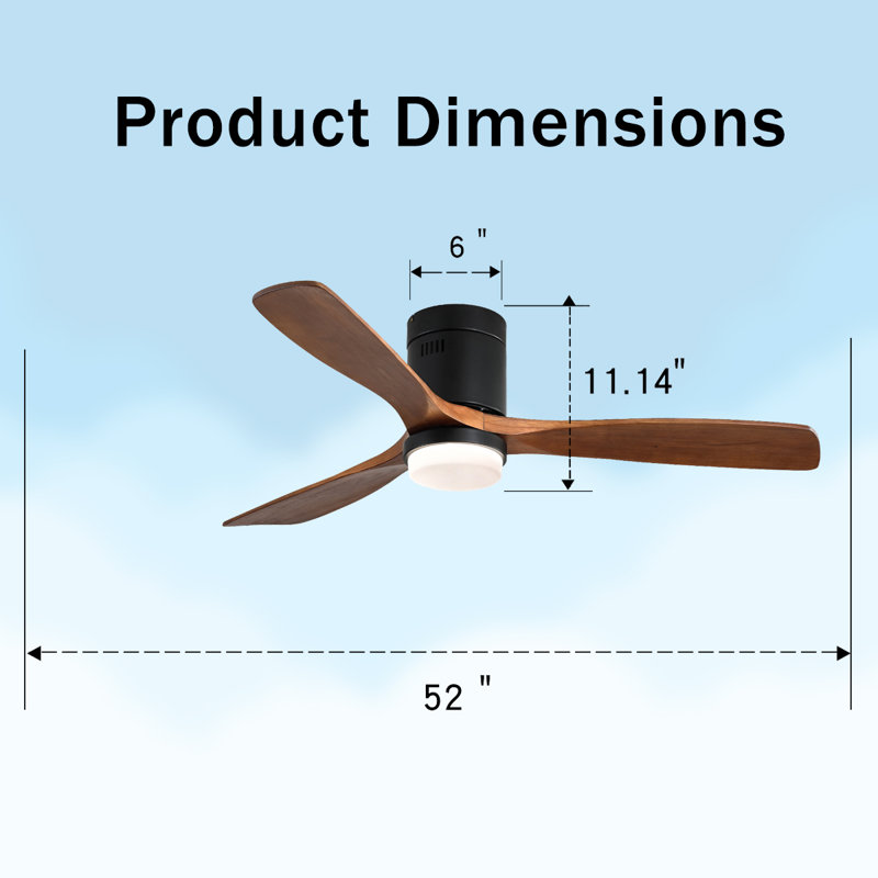 52 - Ventilateur de plafond, Noyer, Noir mat