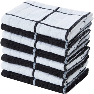 Microfiber Kitchen Towels - Super Absorbent, Soft and Thick Dish Hand  Towels, 8 Pack (Stripe Designed Black Colors), 26 x 18 Inch