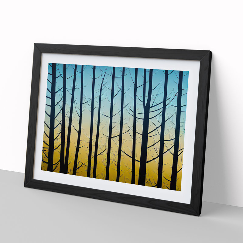 XH1022-8602X Sunrise Pine Tree Forest Vol.2 - Single Picture Frame Print, Black, 46cm H x 64cm W