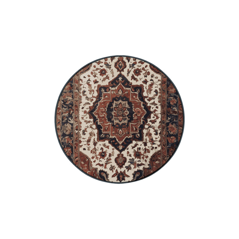 Tapis brun lavable à la machine, Rond 6 pi
