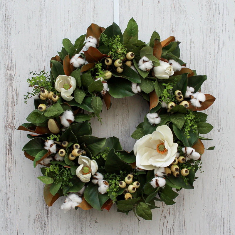 Couronne en coton Real Touch Magnolia Spring, 26 po