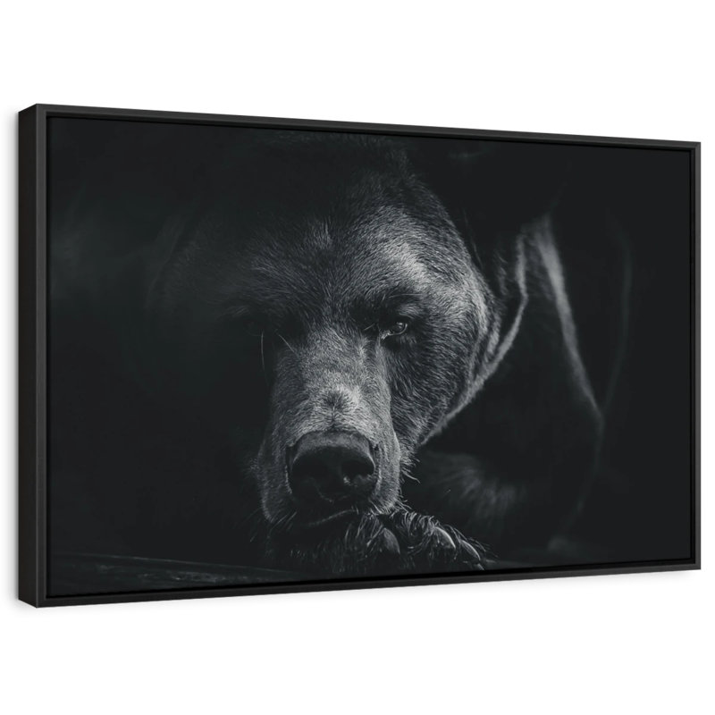 Impression sur toile monochrome avec ours brun, H 29 po x l 43 po