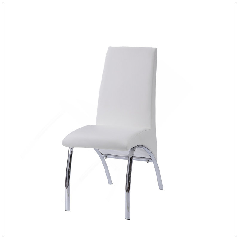 Ensemble de 2 chaises d'appoint en cuir synthétique blanc et chrome Pervis, Blanc