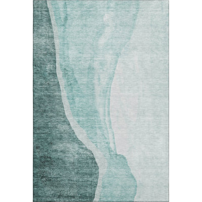 Premium Machine Washable Prisco Teal Rug