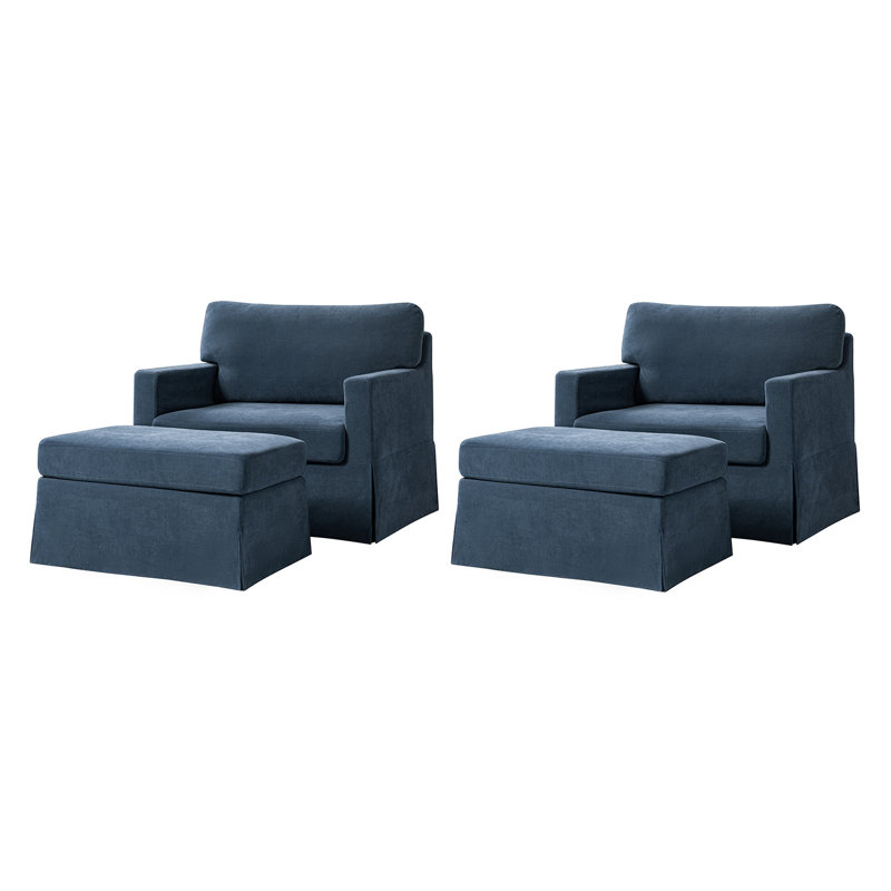 Ensemble de 2 fauteuils surdimensionnés avec repose-pieds avec repose-pieds Cario, Marine, 2