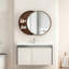 23.62" Sliding Round Wall Mirror With Storage Shelves - 2-Tier Wooden Side Cabinet