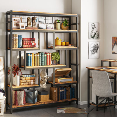 Abrielle 69.7" H x 55" W Iron Geometric Bookcase by Trent Austin Design
