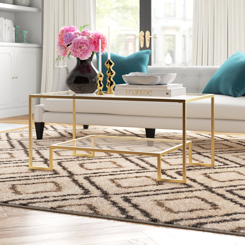 Gus Frame Coffee Table with Storage, Gold