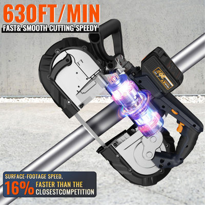 5 Inch Cordless Bandsaw, MAXXT 20V Brushless Power Band Saw, 4AH Battery, 6 Speeds Adjustable, Not Hot Sparks When Cutting Metal, Portable Band Saw For Deep Cut