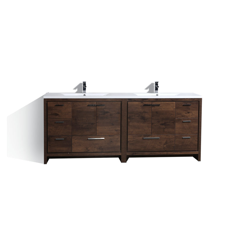 Harger 84'' Double Bathroom Vanity Base Only in Rosewood