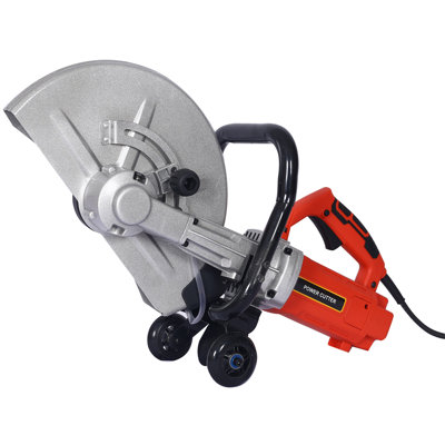 Electric 14" Cut Off Saw Wet/Dry Concrete Saw Cutter Guide Roller With Water Line Attachment 3000W Without Blade