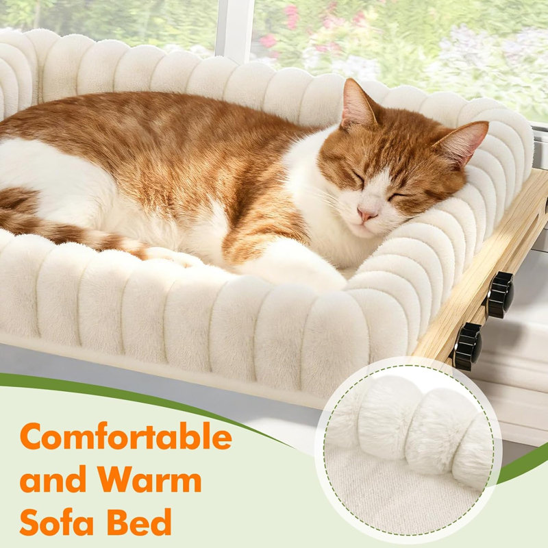 Perchoir pour chat pour chats de fenêtre Hamac Lit d'intérieur pour fenêtre Cadre en bois réglable