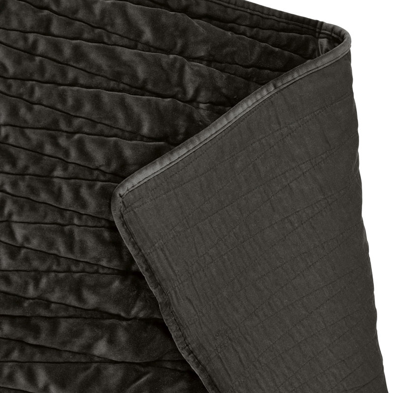 Charcoal Velvet Reversible Full Quilt Set