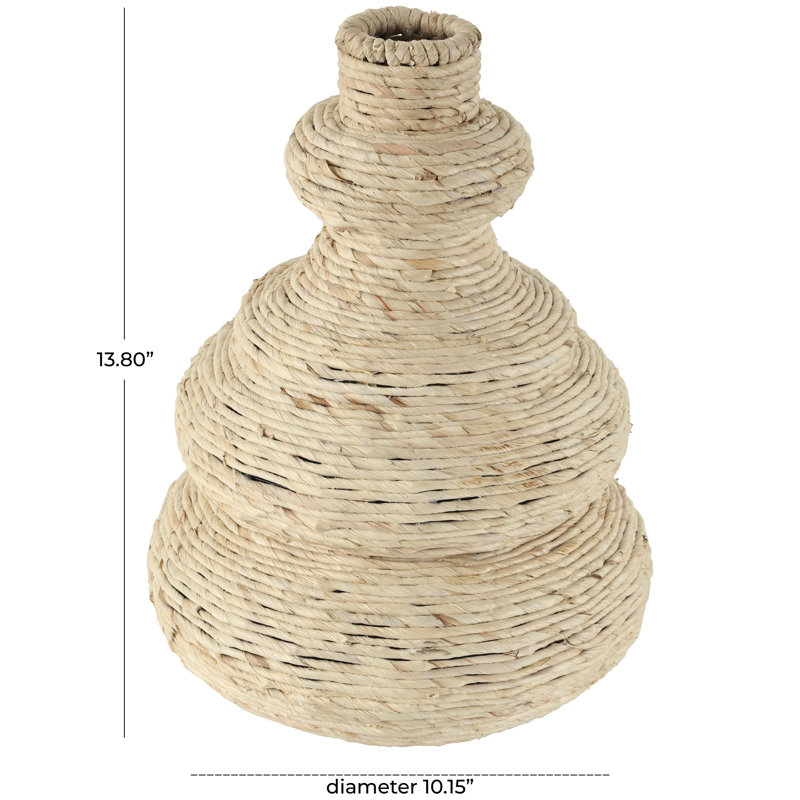 Seagrass Handmade Wrapped Decorative Vase with Abstract Bubble Shape, Beige