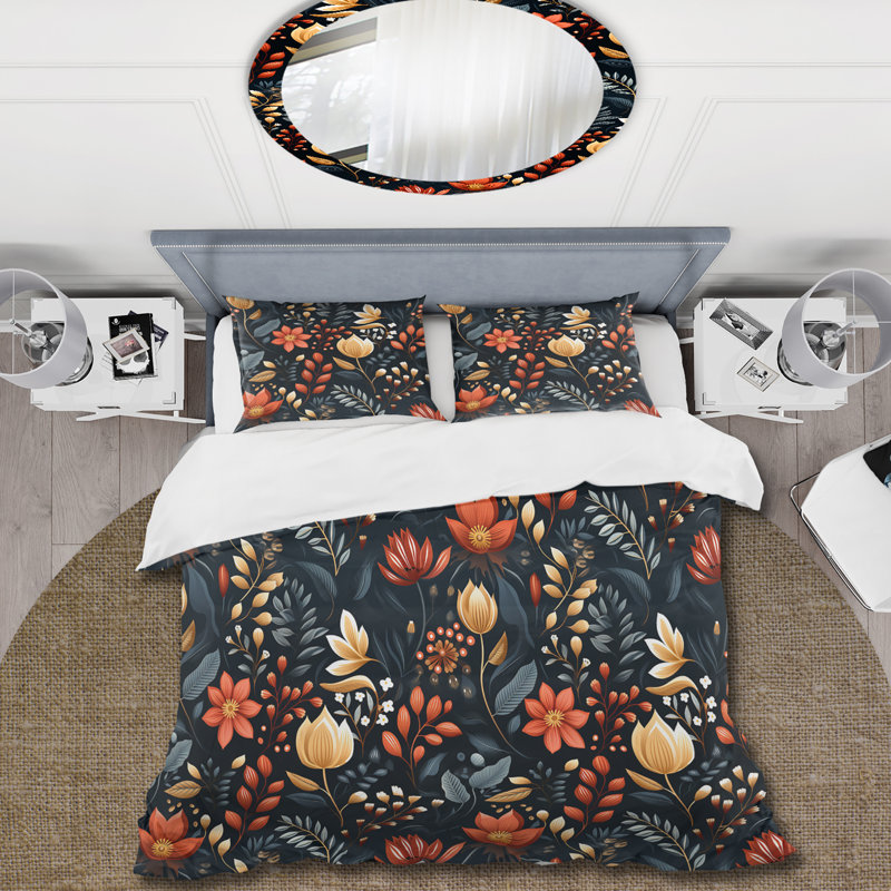 Ensemble de housse de couette Scandinavian Botanical Collage II, Housse de couette pour très grand lit et 2 très